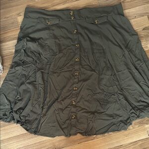 Olive Button-Down Women's Skirt